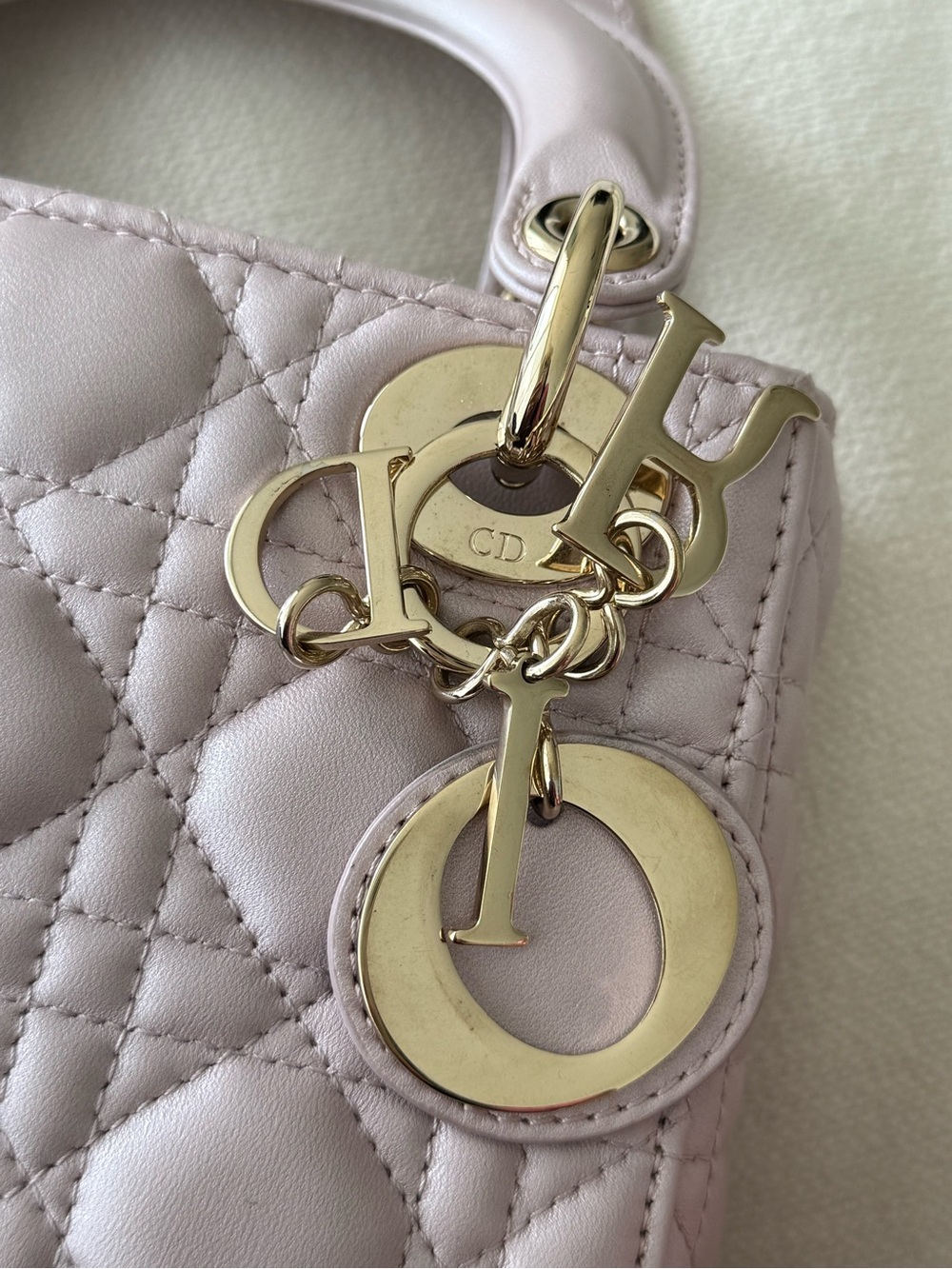 METALLIC PINK CHRISTIAN DIOR LADY DIOR MINI BAG WITH CHAIN STRAP - Picture 7 of 16